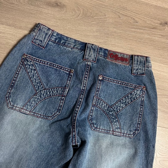 Vintage Caffeine Wide Leg Jeans Women Size 5 Blue Denim Flare Bottoms Y2K Style - Picture 3 of 8